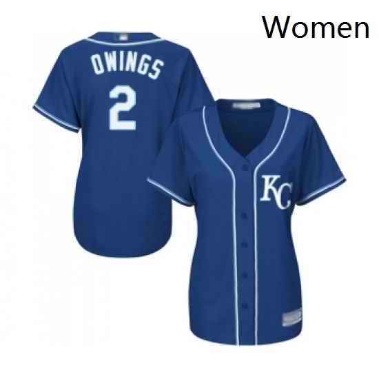 Womens Kansas City Royals 2 Chris Owings Replica Blue Alternate 2 Cool Base Baseball Jersey